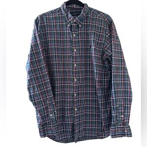 Ralph Lauren Shirt Mens Large Blue Plaid Flannel Button Down Cotton